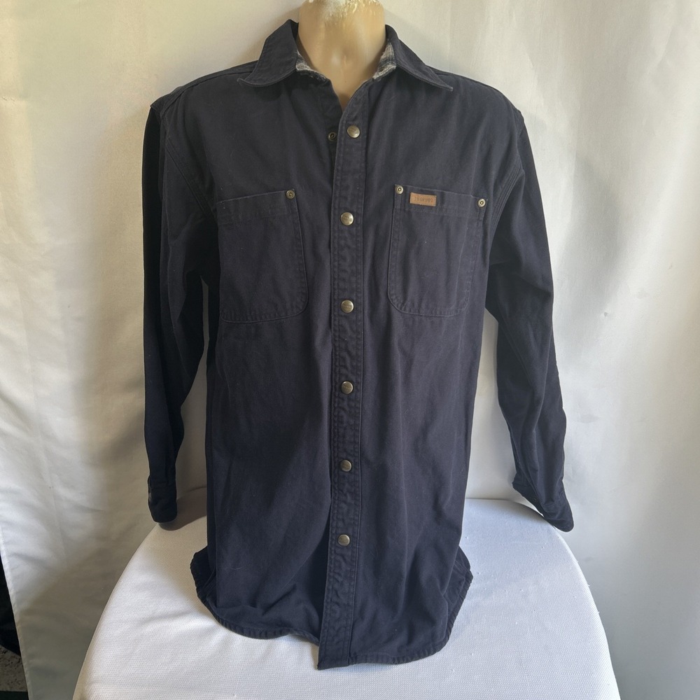 Carhartt Shirt Mens Small Navy Blue Canvas Flannel Lined Shirt Jacket S296 MDT